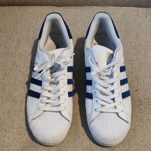 Adidas Classic Superstar White with Navy Stripes Sneakers